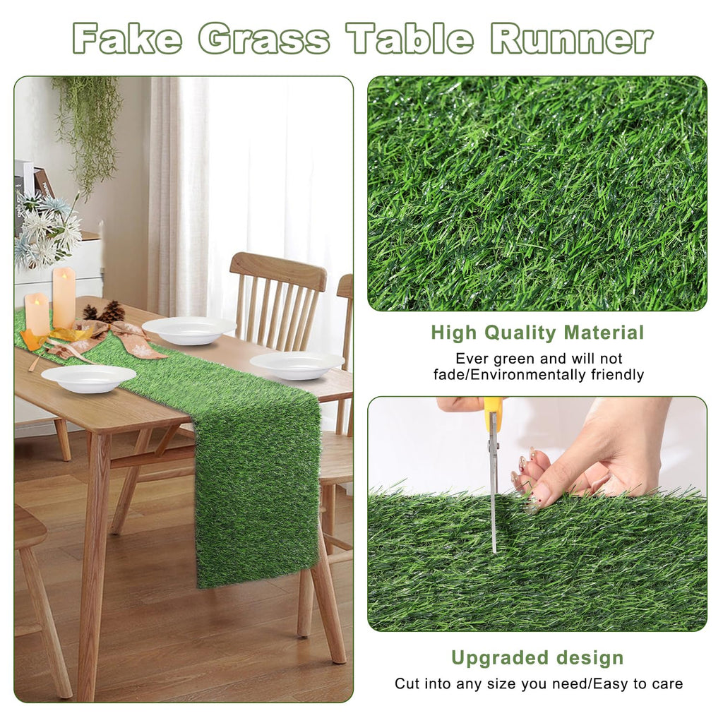 Artificial Grass Table Runners-13 x 36 Inches Faux Grass Table Runner for Golf Themed Party,Synthetic Turf Table Runner for Wedding Party, Birthday, Banquet, Baby Shower, Home Decor