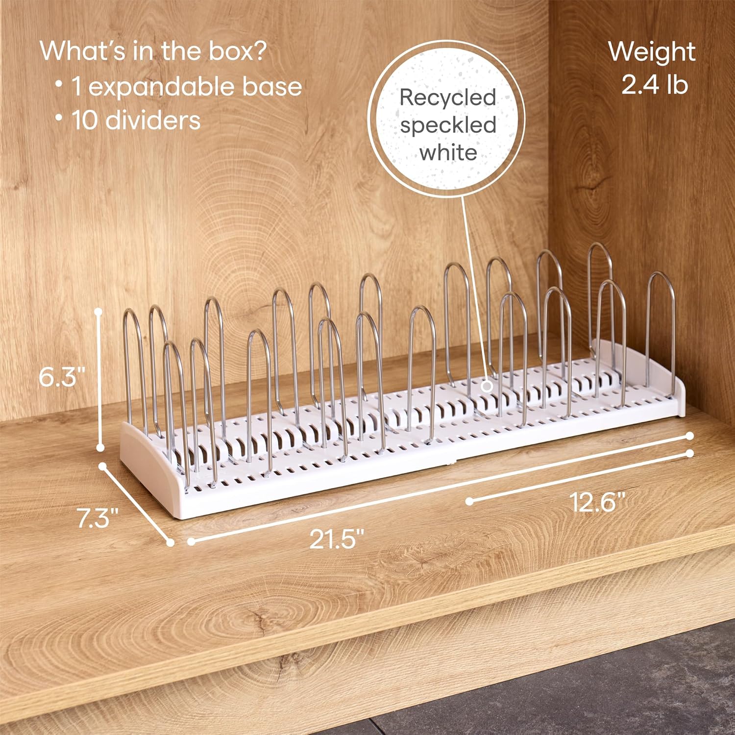 YouCopia StoreMore Expandable Pan Rack - Adjustable 12.5"-22" Kitchen Organizer with Steel Wires