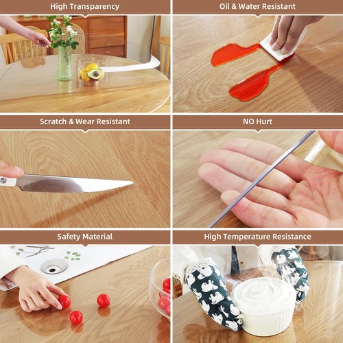 Warmstar Round Clear Table Protector - 42Inch, 2mm Thick PVC Tablecloth for Dining & Coffee Tables