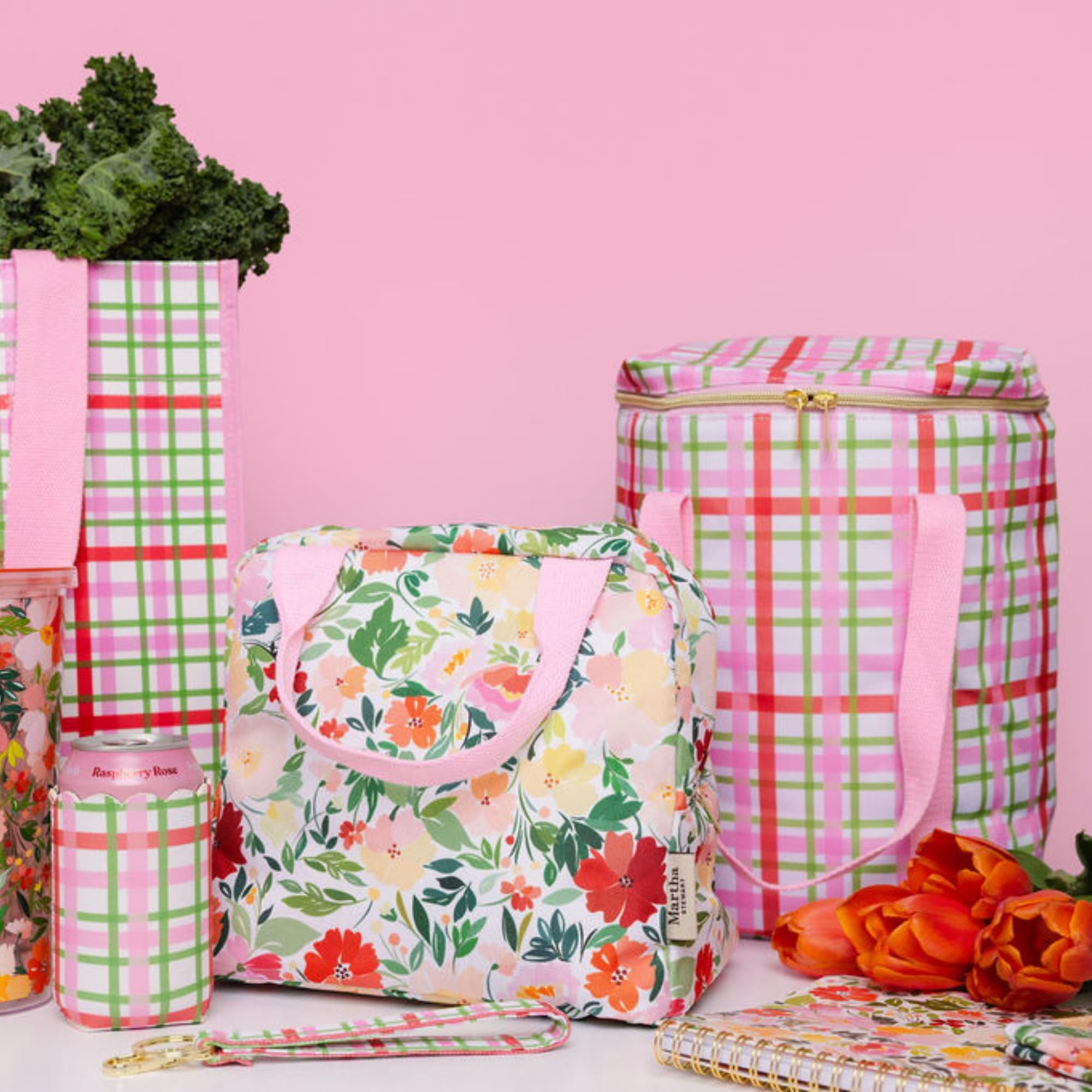 Martha Stewart Insulated Lunch Box for Women, Spacious Lunch Tote, 11" x 6.5" x 13.5", Comfortable Carrying Straps & Storage Pocket, Deep Ultramarine Stripe