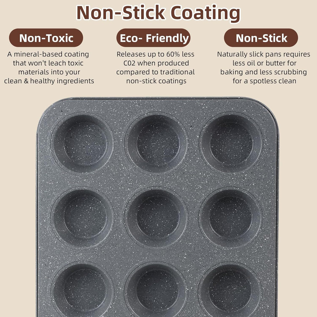 Professional Grade Nonstick Baking Pans Set by [Brand Name] - 11-Piece Carbon Steel Bakeware, Dishwasher Safe, Oven Safe to 450°F | Steel Gray