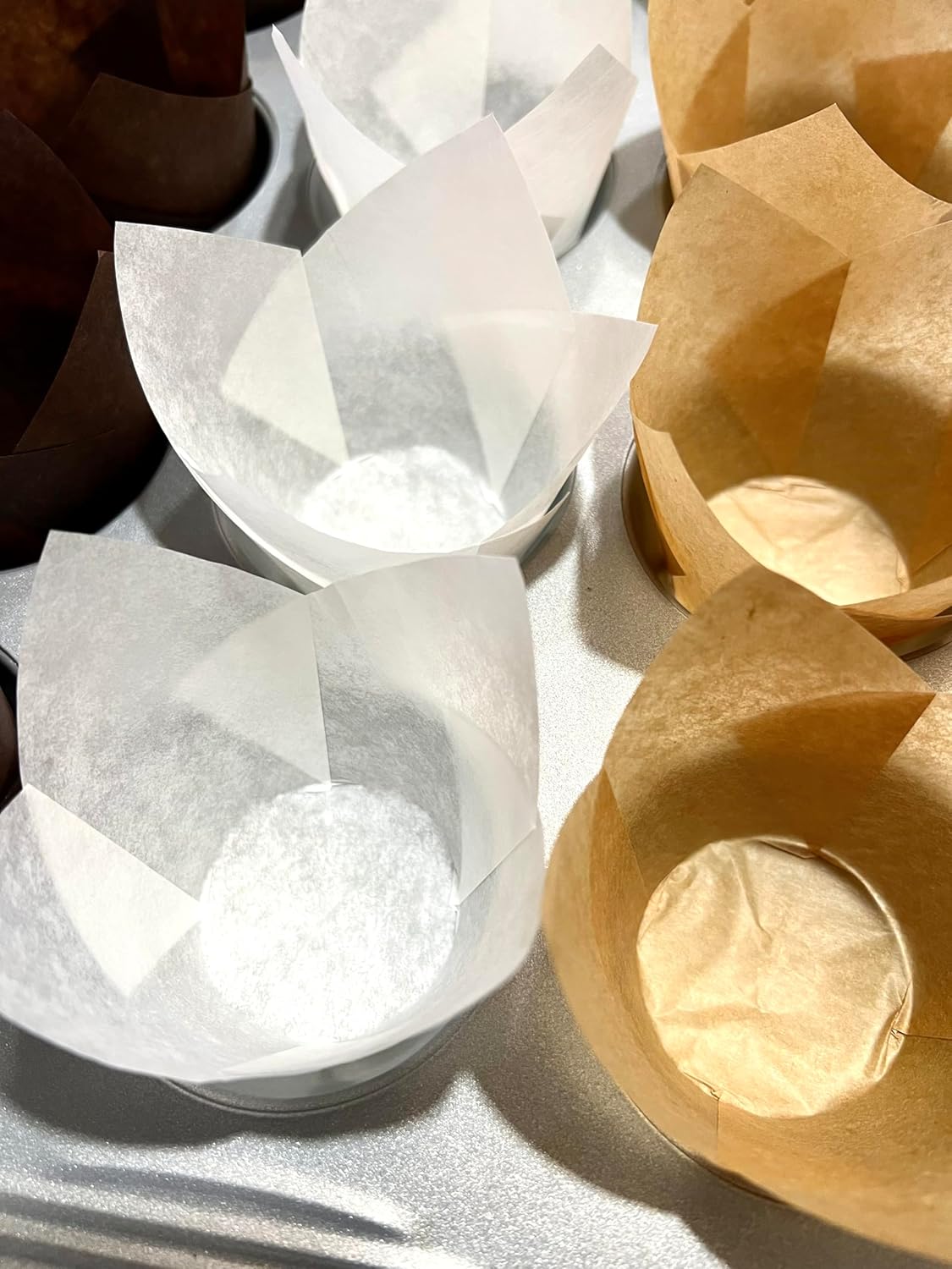 Nordic 150-Pack Brown Tulip Muffin Liners - Odorless, Non-Toxic, Grease-Resistant Baking Cups | Ideal for Weddings & Birthdays