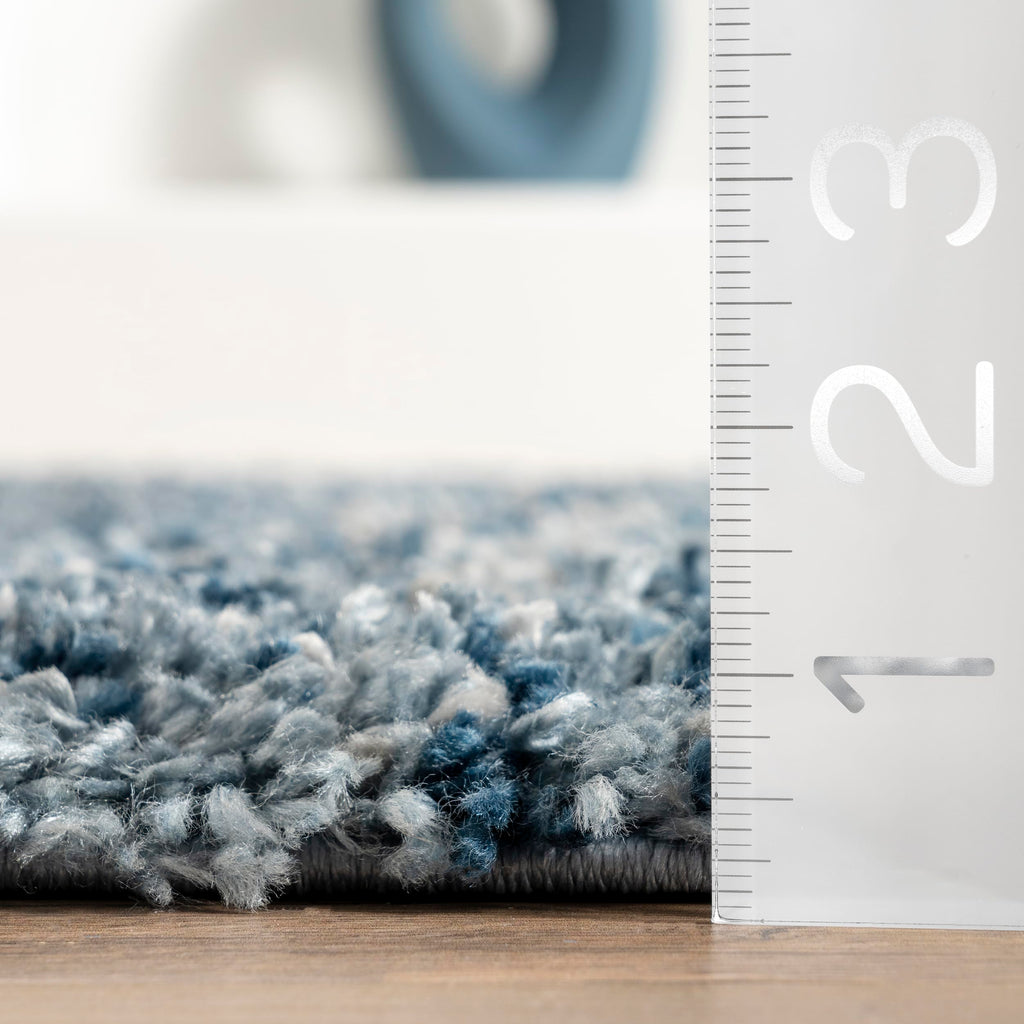 nuLOOM Brooke Shag Tasseled Area Rug - 2x8 Runner Shag Rug Casual Blue/Ivory Rugs for Living Room Bedroom Dining Room Nursery Entryway Hallway