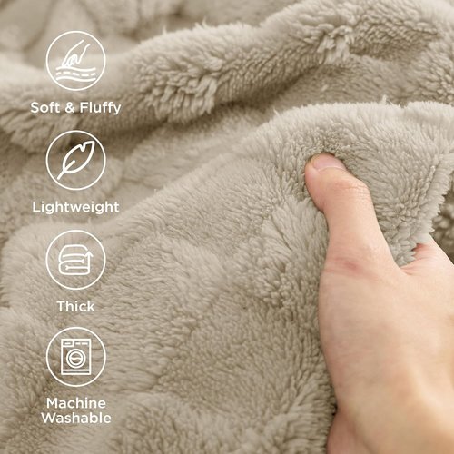 Bedsure GentleSoft Throw Blanket - Cozy Checkered Fleece in Beige, Perfect for Home Decor | 50x60 Inches