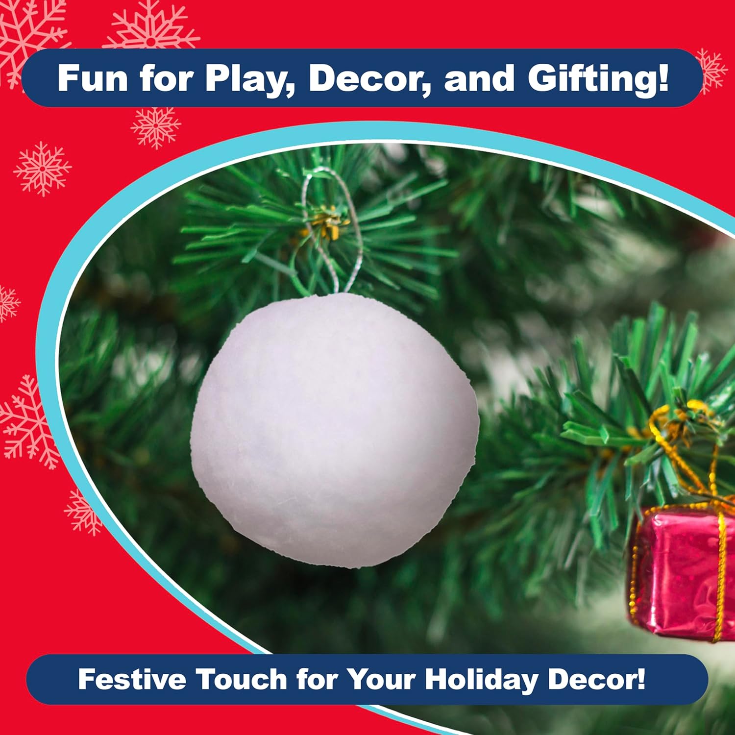 Narwhal Novelties 50 Pack Fun Fake Snowballs - 2-Inch Artificial Snowballs for Indoor/Outdoor Play | Perfect for Winter Games & Decorations