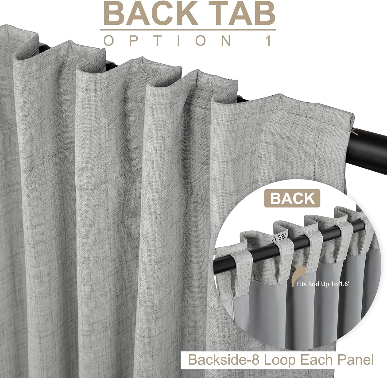 Skiennix 100% Blackout Curtains - Thermal Insulated Ash Grey Drapes | 50" W x 96" L, 2 Panels Set