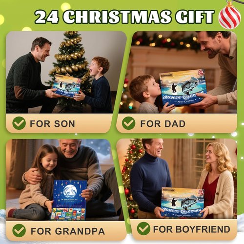 Fishing Advent Calendar 2026 - 24-Day Countdown Fishing Lure Tackle Kit for Bass & Trout | Perfect Christmas Gift for Dad or Husband