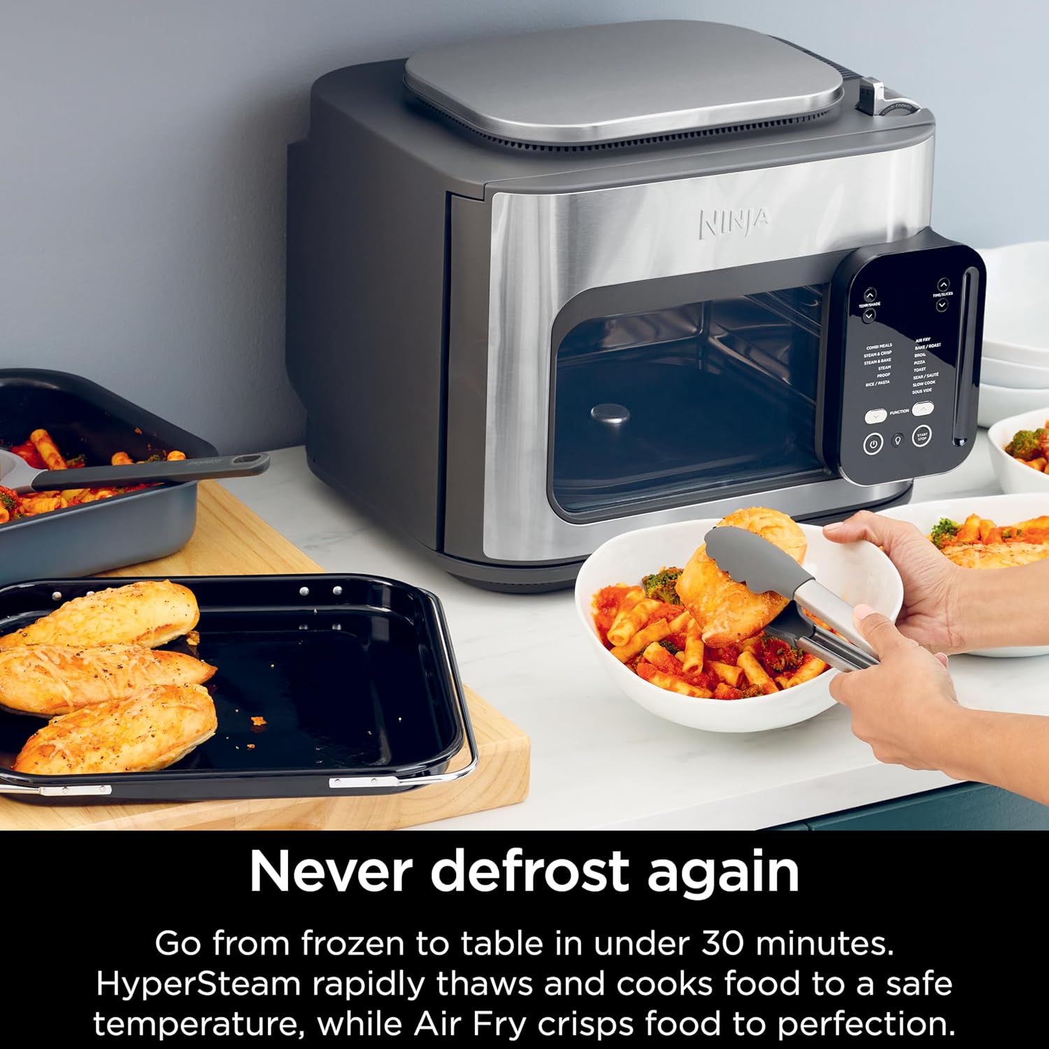 Ninja Combi Multicooker - 14-in-1 Air Fryer & Oven for Quick Meals in 15 Mins | Stainless Steel, SFP701