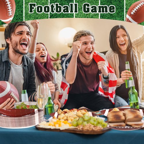 GiftPioneer 50pcs Football Shaped Paper Plates, 9.5 x 5.7 inch Football Paper Food Tray, Disposable Bowls, Nacho Trays for Sports Event, Gameday, Carnivals, Birthday, Party Decor
