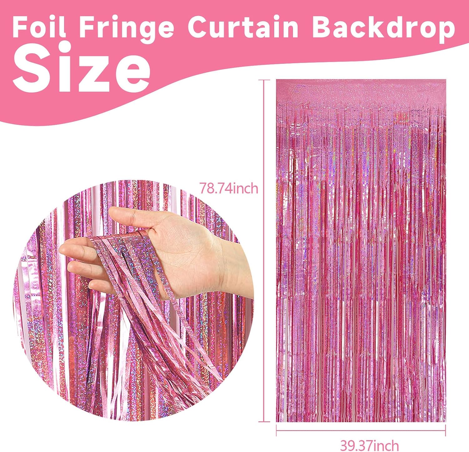 Skiennix 5 Pack Pink Tinsel Foil Fringe Curtains - Sparkly Backdrop for Valentine's & Birthday Celebrations