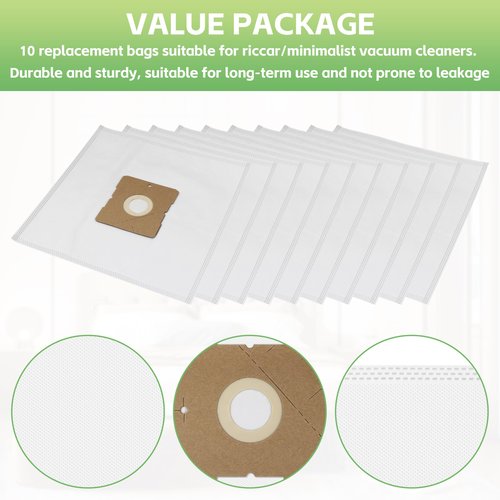 10 Pack Type Z HEPA Vacuum Bags for Riccar Moonlight/Pizzazz/Sunburst & Simplicity Jill/Jack/Snap, replaces RZH-6/SZH-6