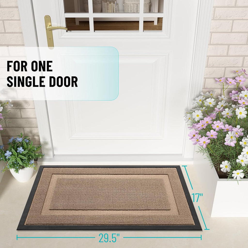 OLANLY Indoor Outdoor Front Door Mat - Waterproof All-Weather Doormat, Easy Clean, 47x23 Mocha