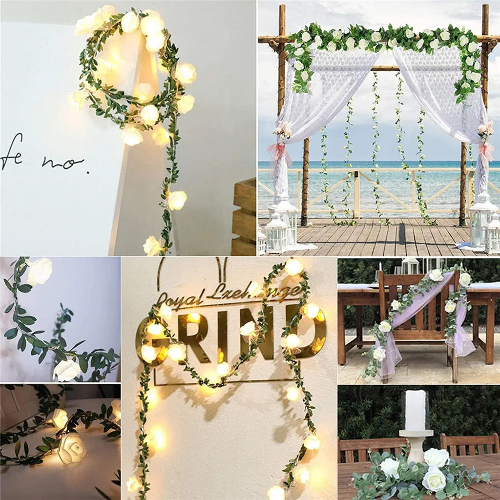 VIPMOON 20LED 10Ft Artificial Rose Flower String Lights, Flower Fairy Light Battery Operated with Remote Control, Warm White String Lights Waterproof for Indoor Outdoor, Party, Wedding, Birthday