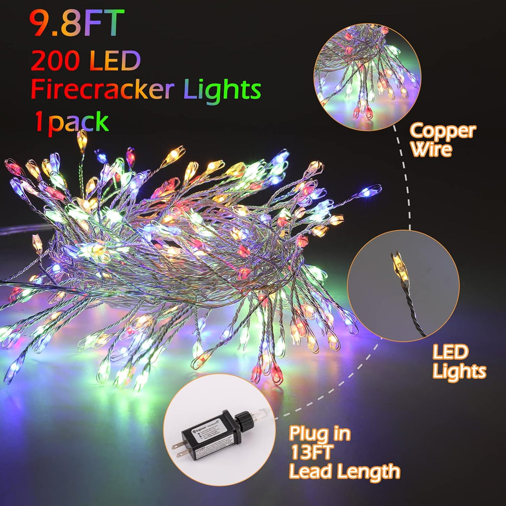 Minetom 10Ft 200LED Fairy Lights - Waterproof Silver Wire Starry String Lights for Bedroom & Wedding Decor