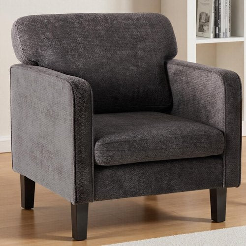 DUMOS Modern Accent Chairs for Living Room, Corner Chairs for Adults, Reading Chair with Armrest and Backrest, Comfy Lounge Chairs for Bedroom Reception Waiting Room, Dark Grey