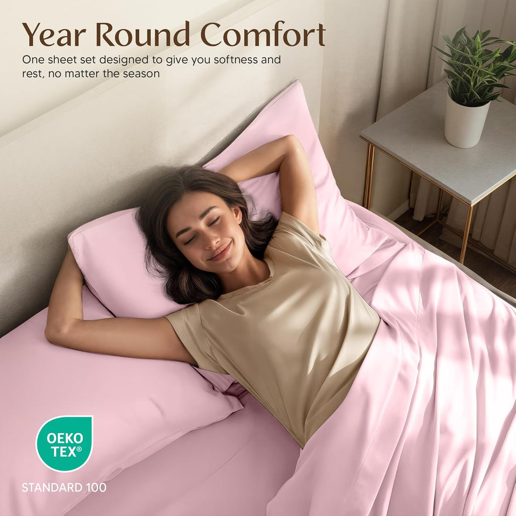 Utopia Bedding Full Bed Sheets Set - 4-Piece Brushed Microfiber - Fade & Shrink Resistant | Full Size, Pink