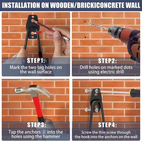 KOFANI Heavy-Duty Garage Hooks - 12 Pack Anti-Slip Wall Storage for Bikes, Ladders & Garden Tools