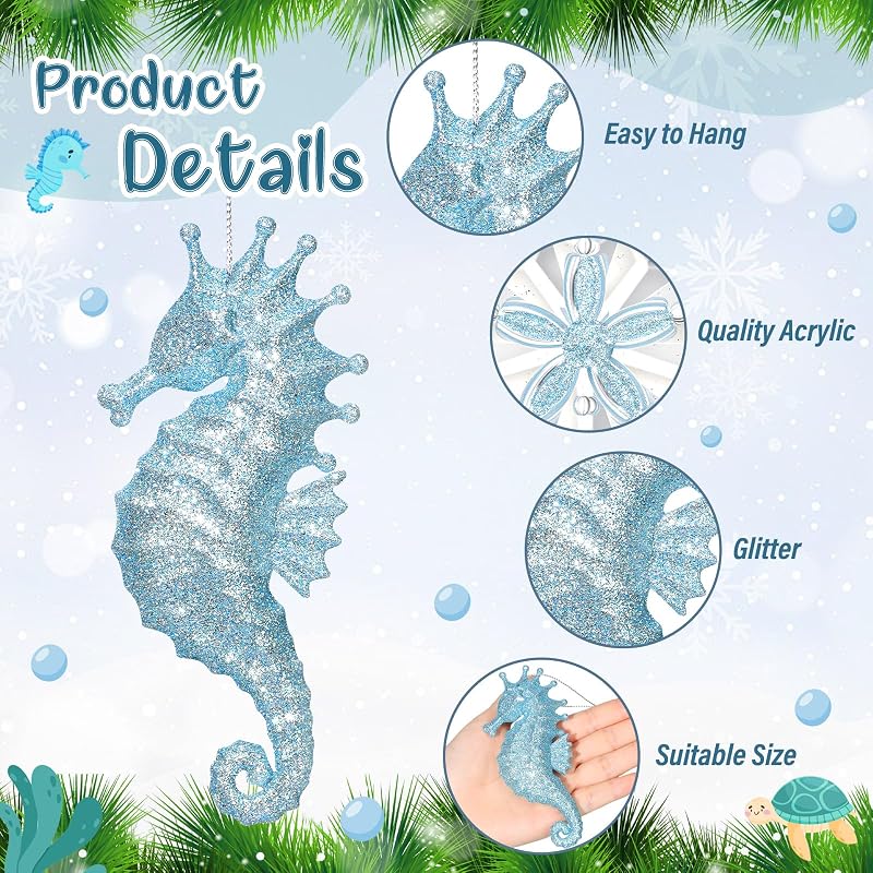16 Pack Beach Christmas Ornaments – Acrylic Starfish, Shells & Sea Life Hanging Decor