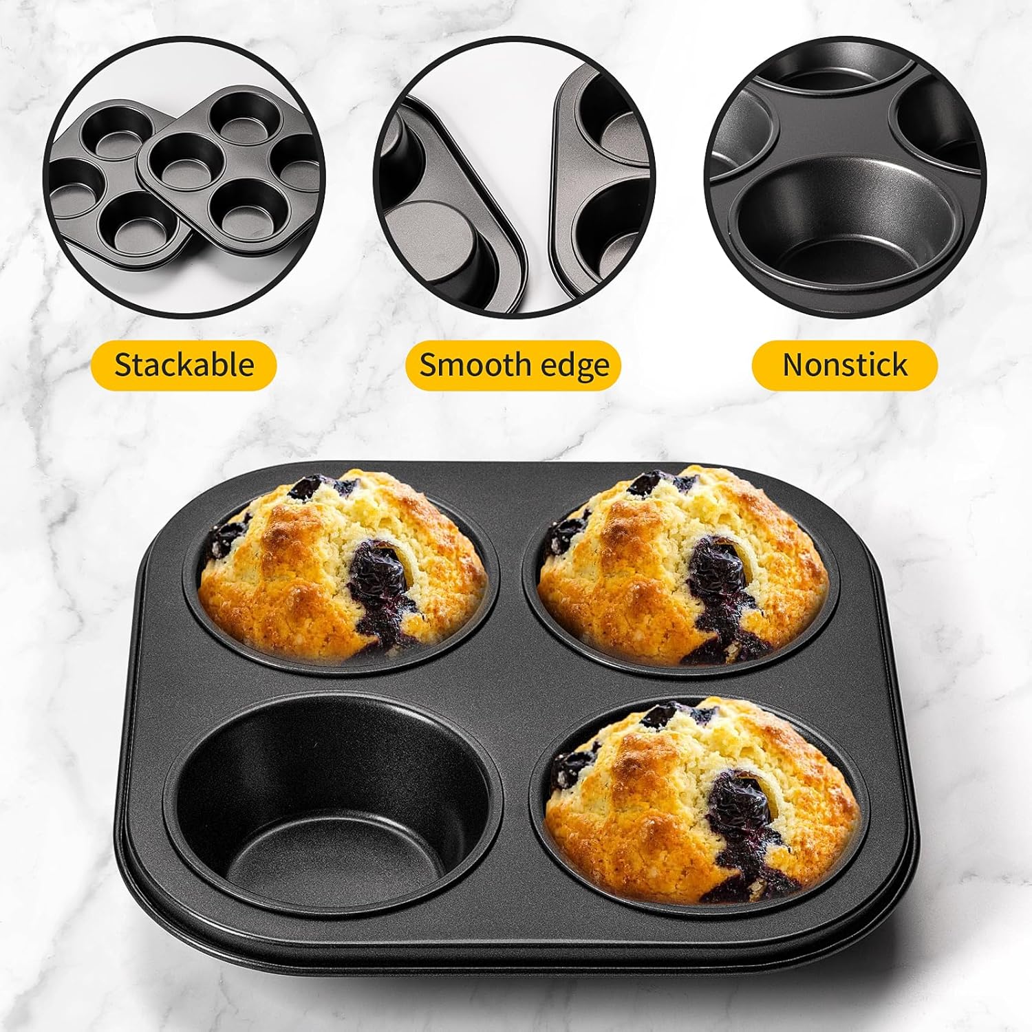 Yomvzake Air Fryer Muffin Pan - Nonstick 2-Pack Cupcake Molds for Toaster Oven & Small Ovens
