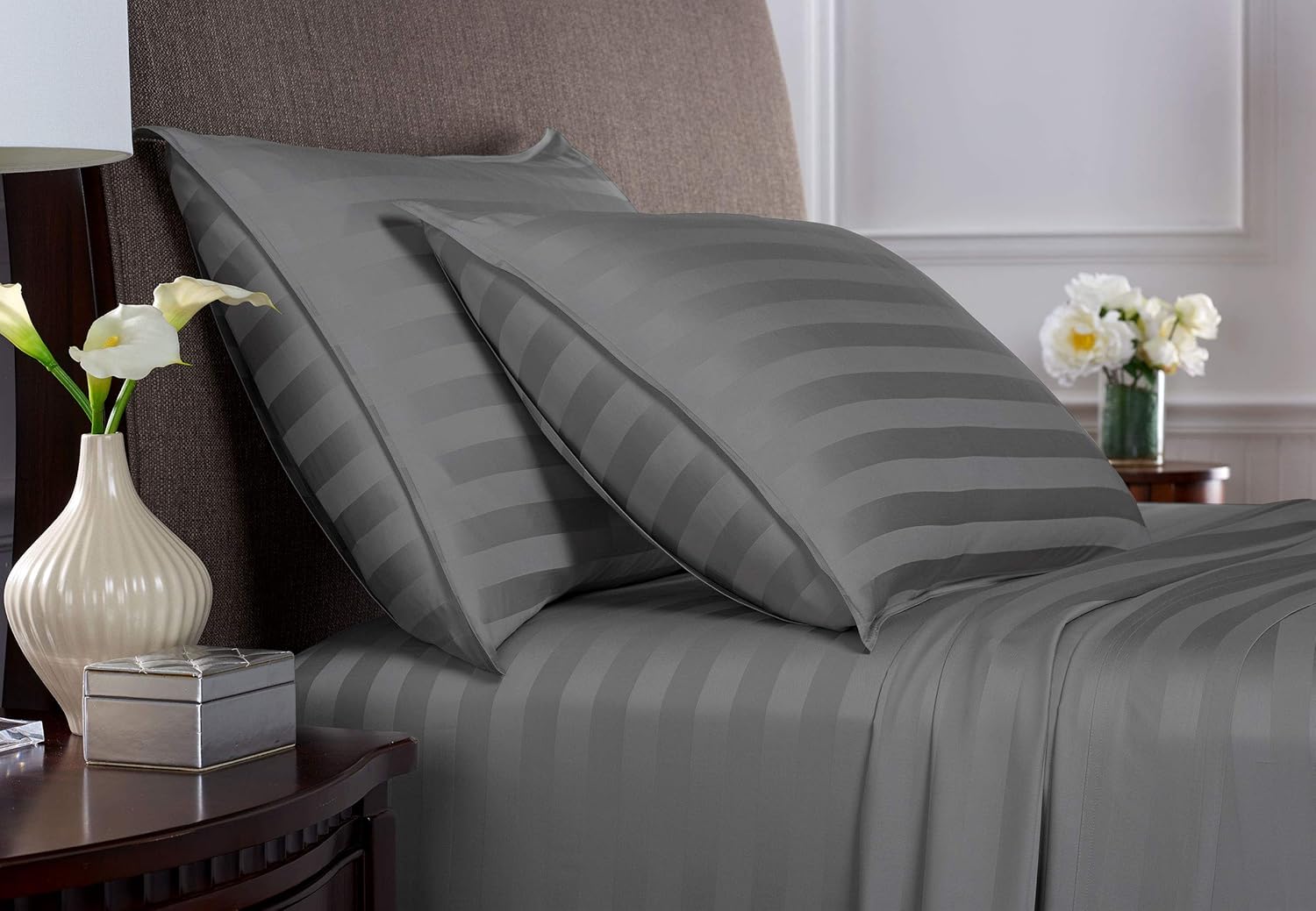 Pure Bamboo King Sheets - Luxuriously Soft & Cooling 100% Organic Viscose Bed Sheet Set | Jacquard Stone, 2-Year Quality Promise