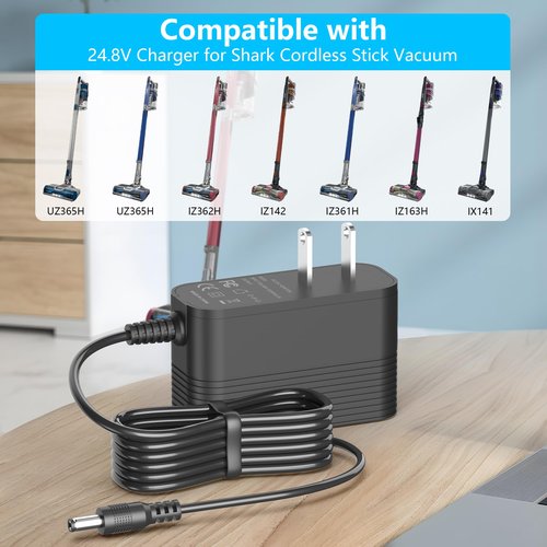 24.8V Charger for Shark IZ362H IZ363H IZ162H IZ163H UZ365H IX141 IX140H IX141 IZ140 IZ142 UZ145 IZ162HC WZ140 Pet Cordless Stick Vacuum,Compatible with Shark Vacuum DK33-248080H-U Power Adapter