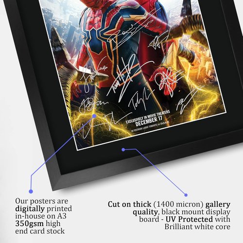 HWC Trading Spider-Man Movie Poster - Tom Holland Signed 16" x 12" Framed Autographed Print