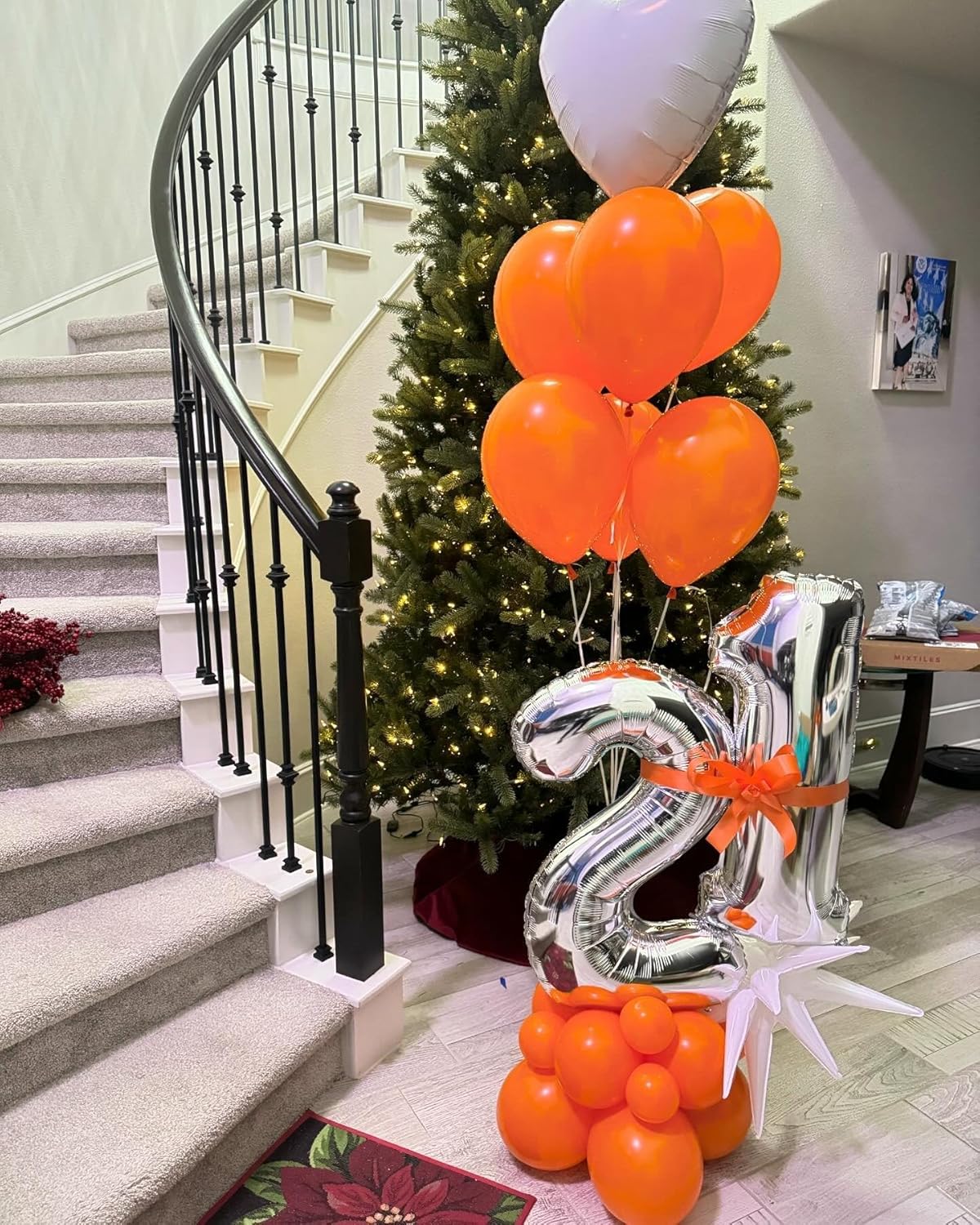 Number 21 Balloon by Silver | 40-Inch Metallic Decoration for 21st Birthday Celebrations
