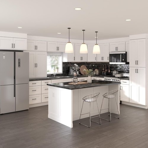 Furinno Shaker Farm Sink Base Kitchen Cabinet - Ready to Assemble | 24"D x 36"W x 34.5"H, White