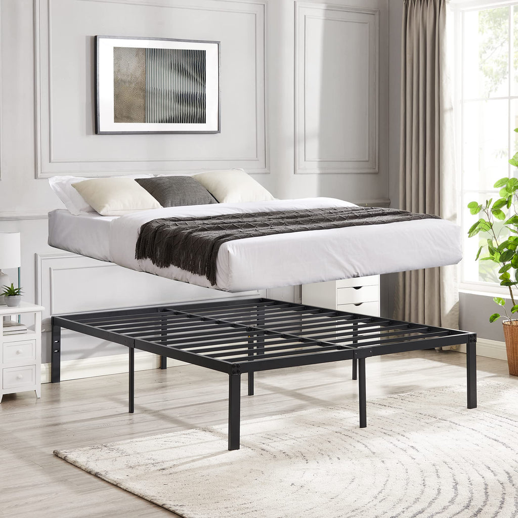 VECELO 16" Full Size Metal Platform Bed Frame,Heavy Duty Steel Slat/Easy Assembly Mattress Foundation/No Box Spring Needed