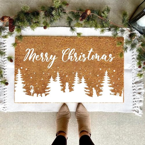 Christmas Stencils - Large Reusable Winter Forest House Village Templates for Window Glass & Crafts | 53.1”