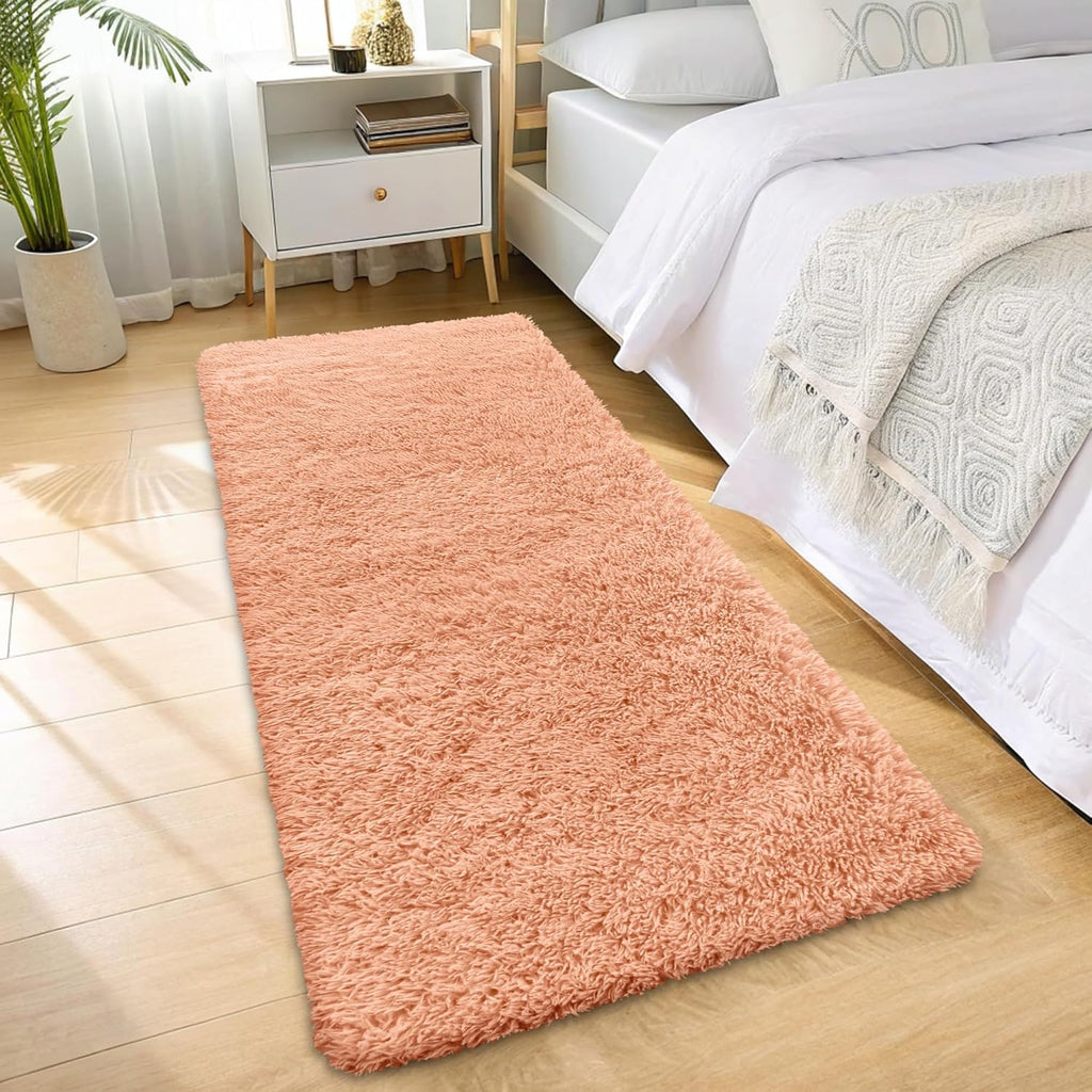 OLANLY Runner Rugs - Soft Fluffy Machine Washable 2x6 for Hallway & Bedroom | Muted Orange Decor