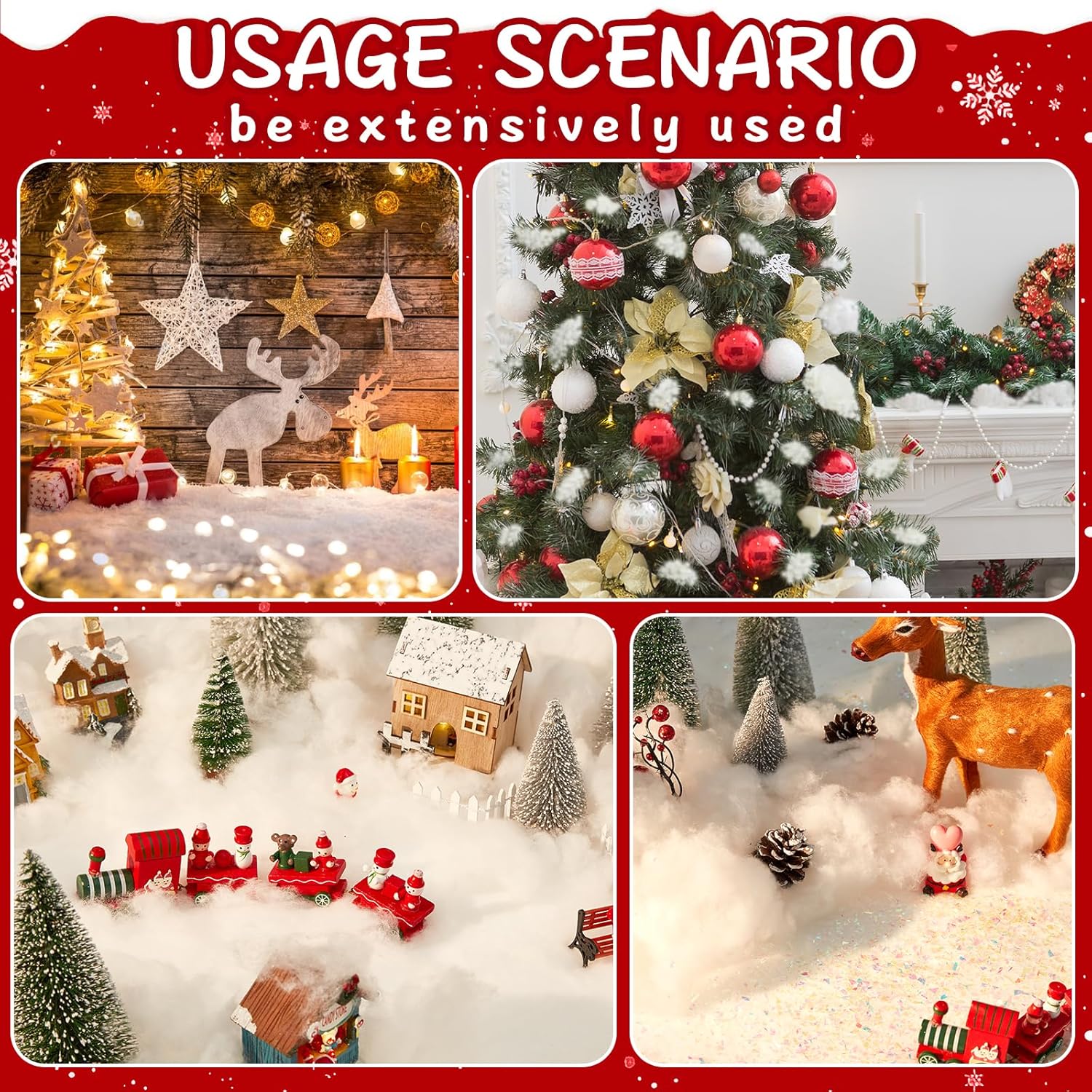 Skiennix 3pcs Artificial Christmas Snow - Soft Fluffy Snowflakes for Winter Decor | Perfect for Crafts & Displays