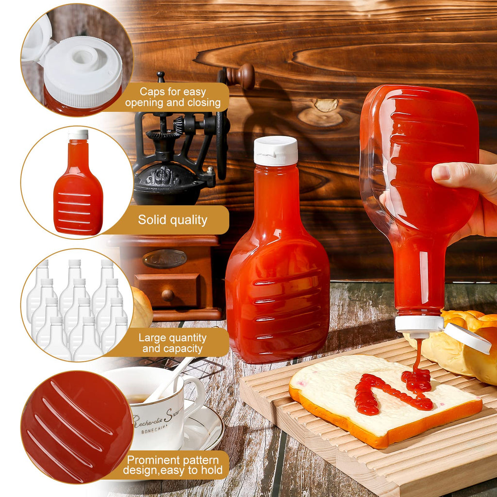 Roshtia 30 Pack 16oz Clear Plastic Salad Dressing Bottles Bulk Empty Squeeze Bottle with White Flip Top Cap for BBQ Condiment Sauce Ketchup Salad Dressing