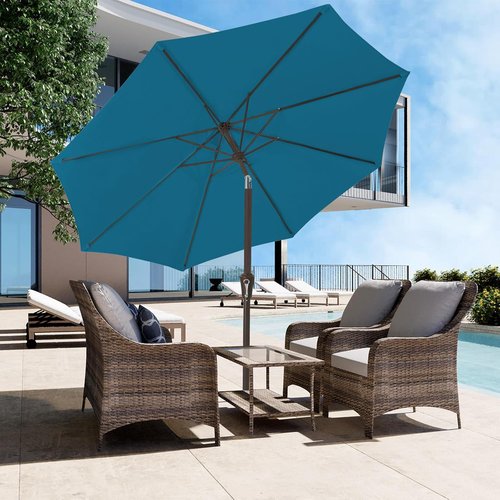 JEAREY 9FT Outdoor Patio Umbrella - UV Protection & Waterproof with Push Button Tilt | Lake Blue