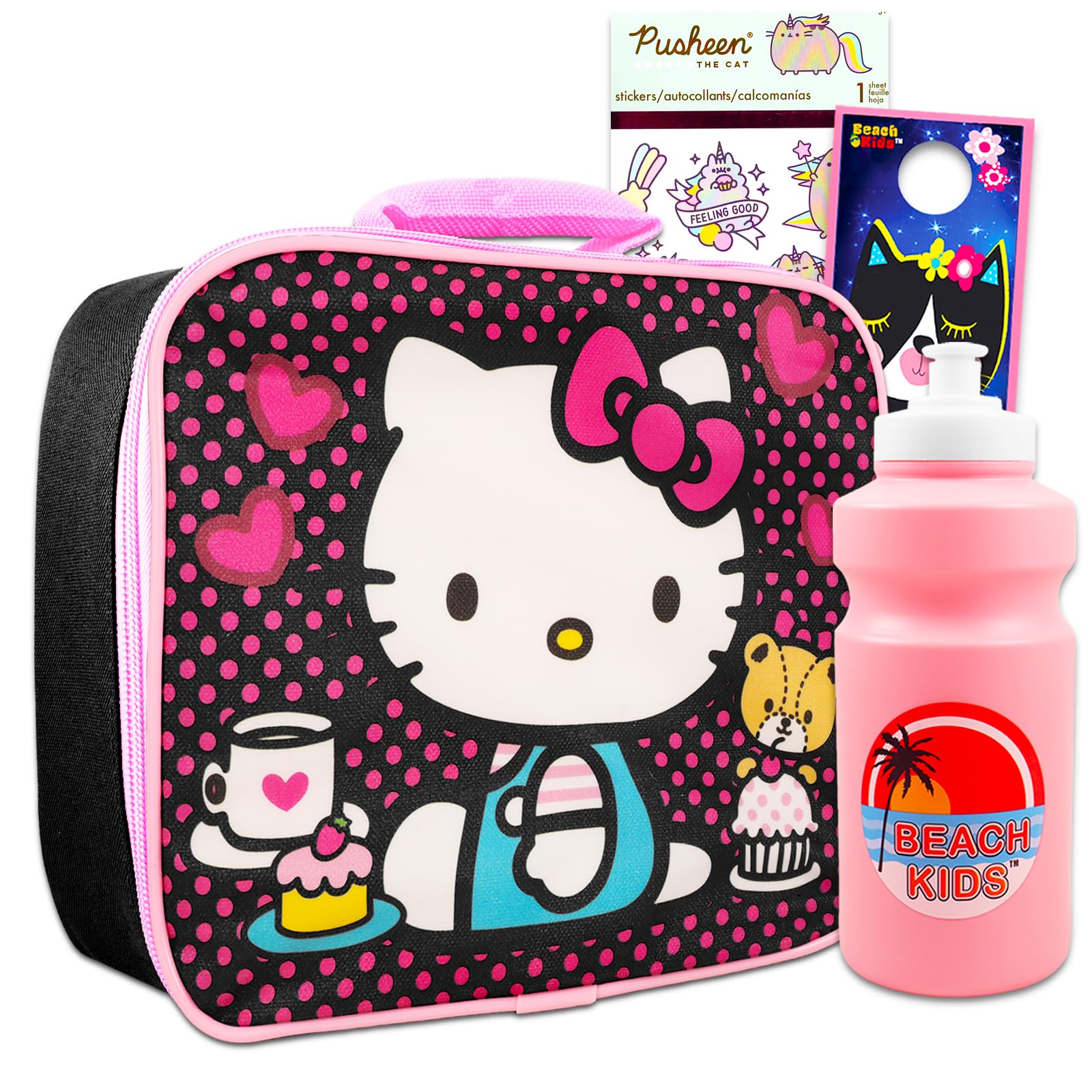 Hello Kitty Lunch Box for Girls - Bundle with Insulated Hello Kitty Lunch Bag Plus Stickers, Water Bottle, More | Hello Kitty Lunch Container Set