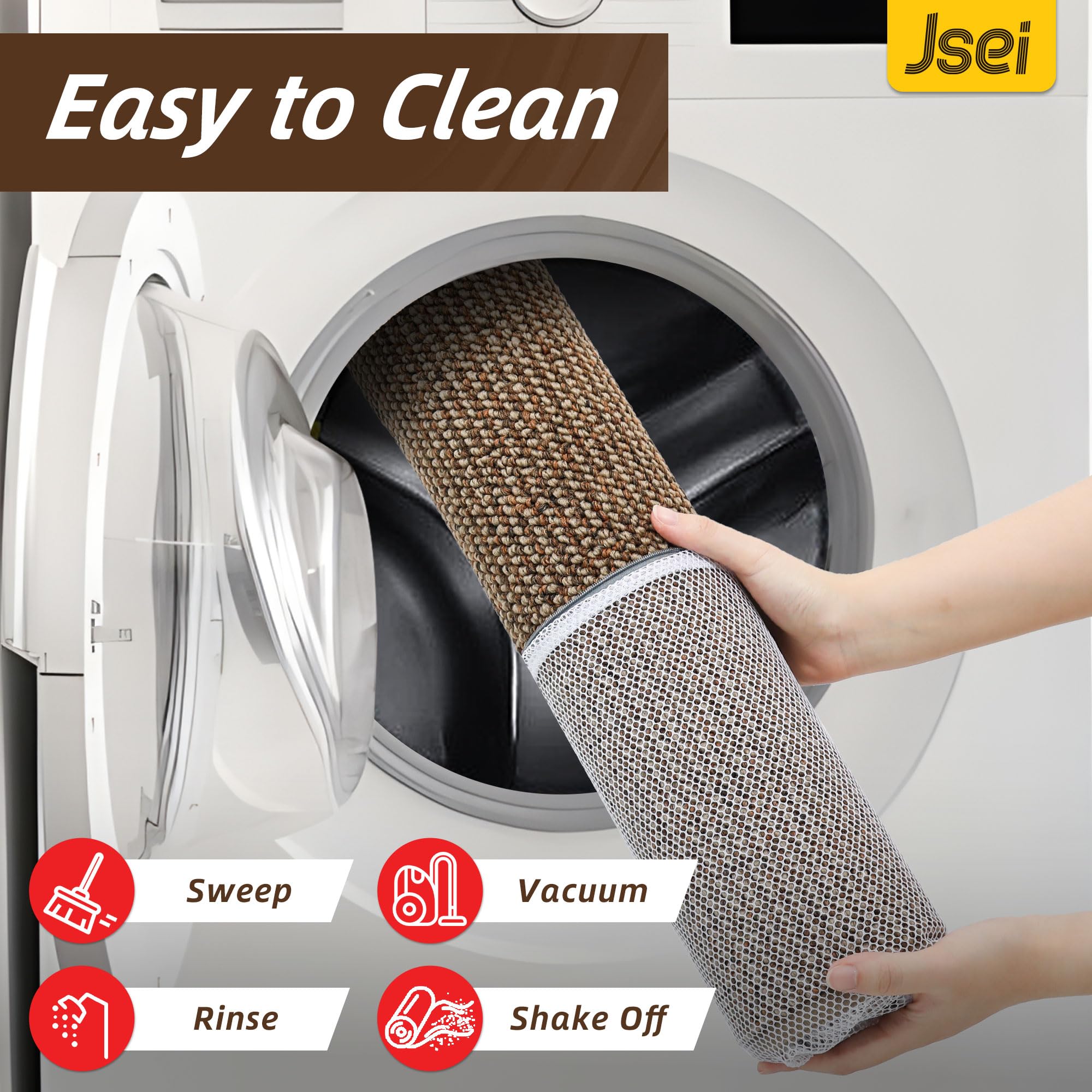 JSEI Dirt Trapper Door Mat 24"x36" Non-Slip Washable Entrance Mat, Dog Doormats, Absorbent & Fade-Resistant Floor Mats, Low Profile Welcome Mats for Entryway, Front Door, and Inside Entrance, Taupe