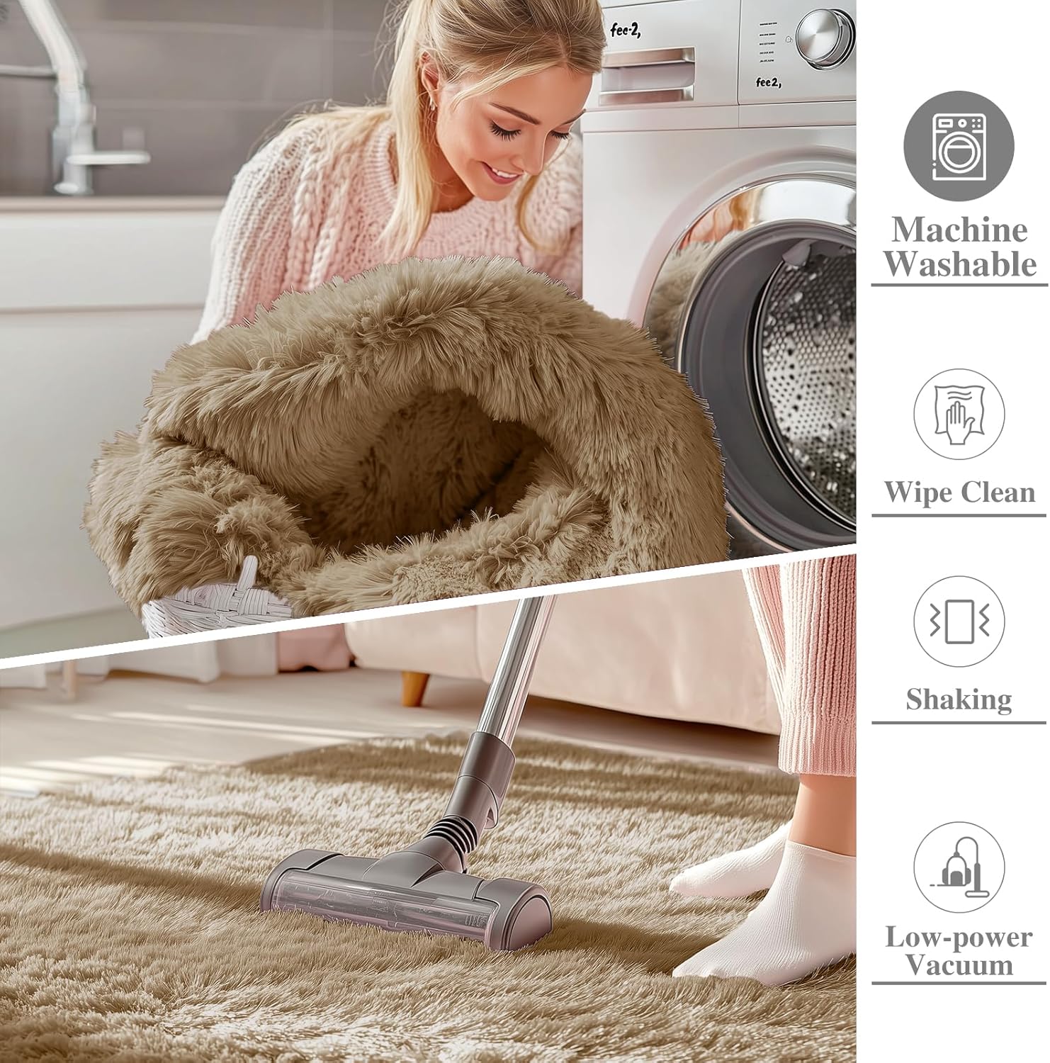 OLANLY 3x5 Soft Fluffy Shaggy Rug - Machine Washable Indoor Carpet for Living Room & Bedroom | Taupe