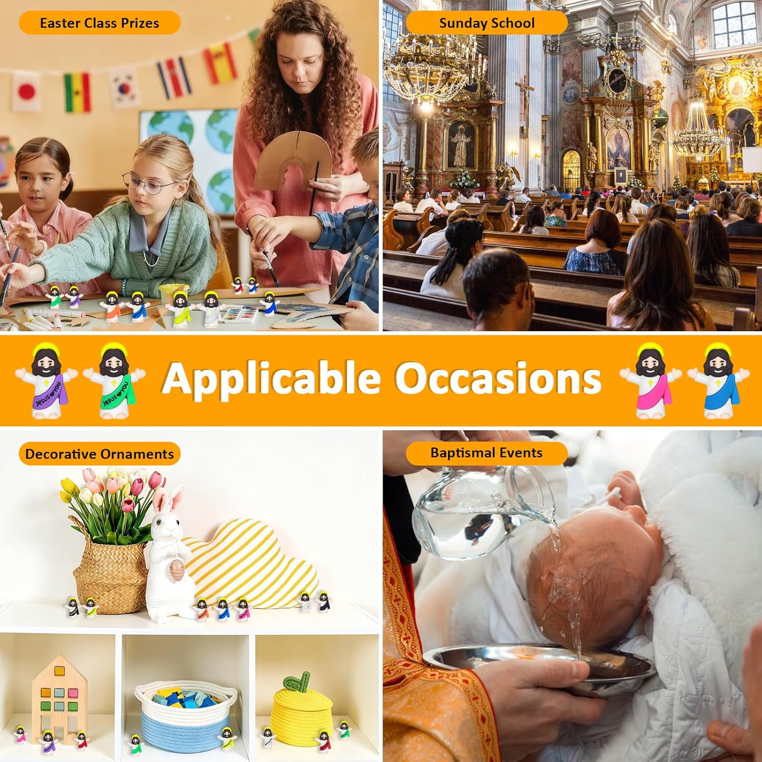 Mini Jesus Figurines by 110PCS - Perfect Easter Egg Stuffers & Religious Party Favors | 2 Styles
