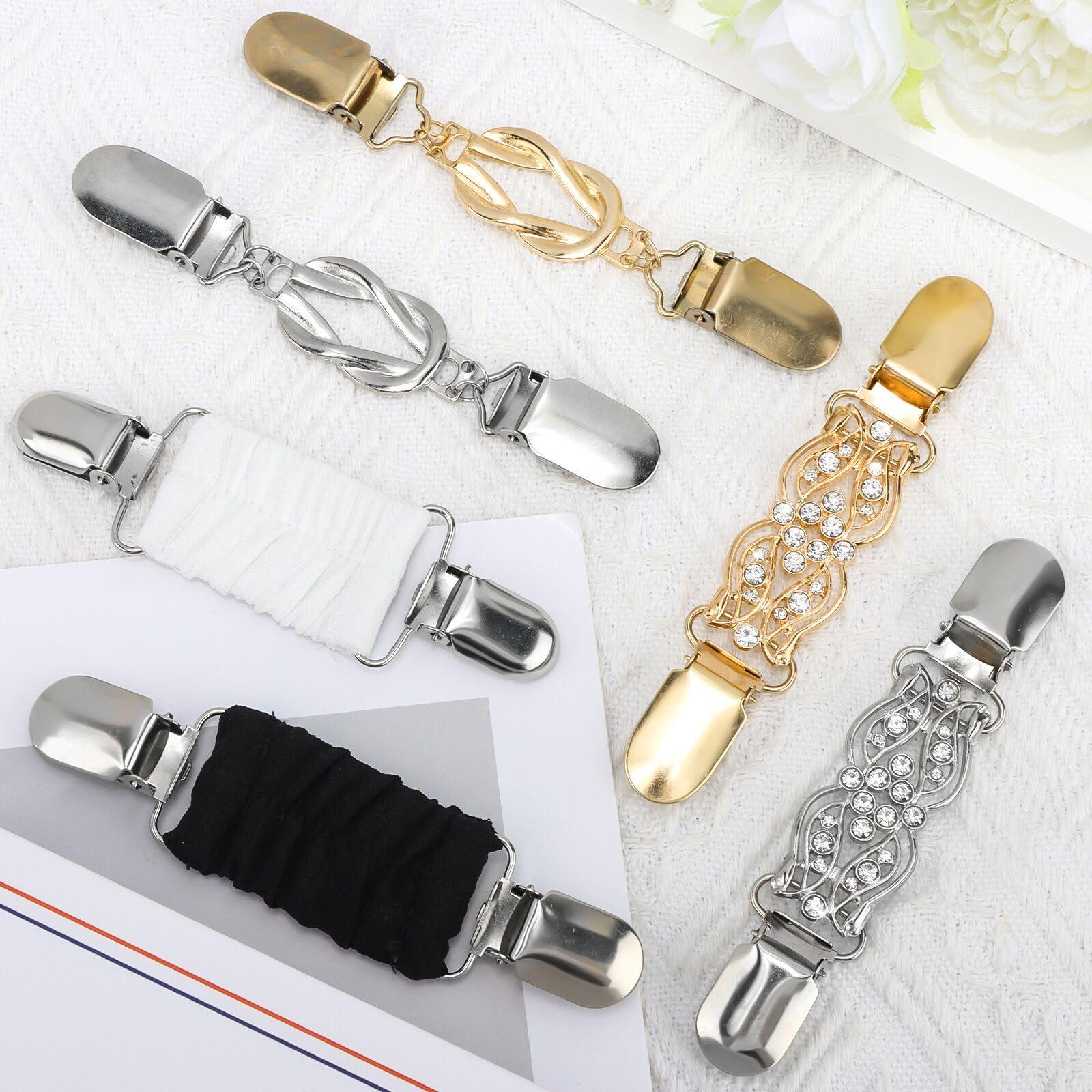 Chanaco 6Pcs Cinch Clips Vintage Dress Clip Back Cinch Set Retro Waist Cincher Sweater Clip for Cardigans Shawl Shirt Scarf Shirt Clips for Women to Tighten