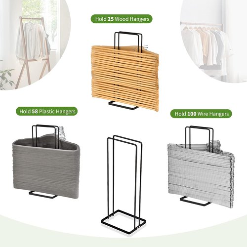 EASTTOWEST Hanger Organizer - Sturdy Black Carbon Steel Rack Holds 110 Wire Hangers | Ideal for Closet & Laundry Room