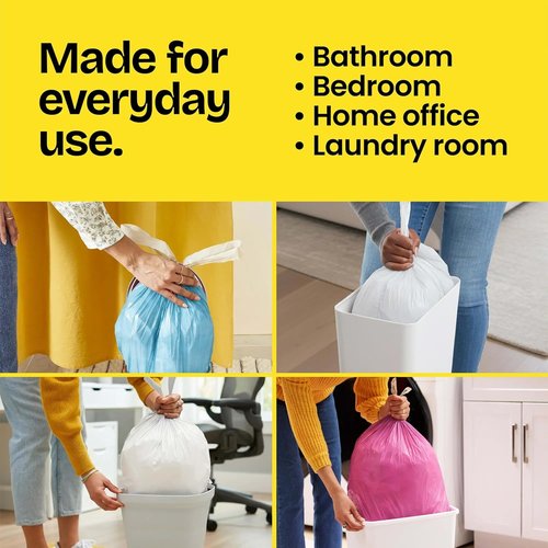 Glad Small Drawstring Trash Bags - 4 Gal, Lemon Fresh Bleach Scent, 80 Count Pack