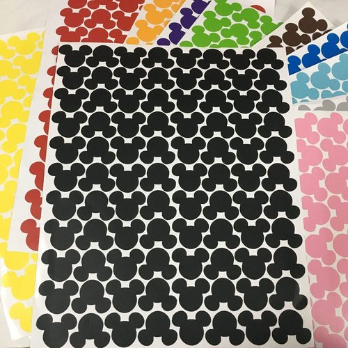 176pcs Cartoon Mickey Mouse Head Art Wall Decals for Kids Room Boy Bedroom Vinyl Wall Decor Nursery Kids Wall Stickers (Black)