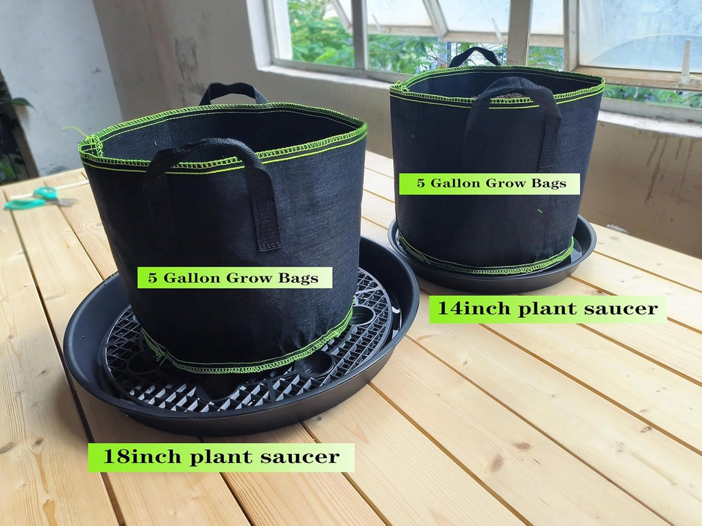 Skiennix Plant Saucer Stand - Elevated Self-Watering Fabric Pot Base | 14-Inch, 4-Pack for Indoor/Outdoor Use