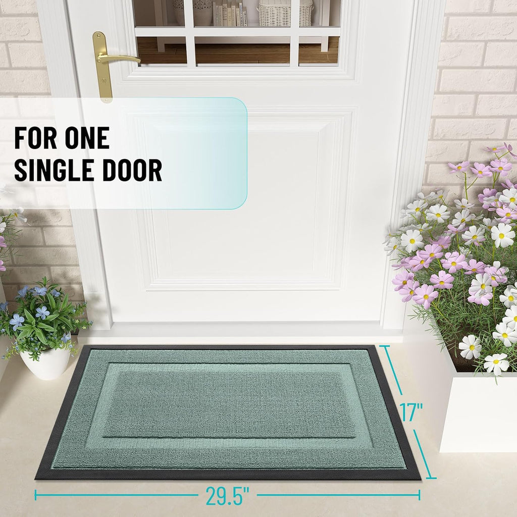 OLANLY Waterproof Front Door Mat - All-Season Indoor/Outdoor Doormat | Sturdy Natural Rubber, 47x32, Grayish Green