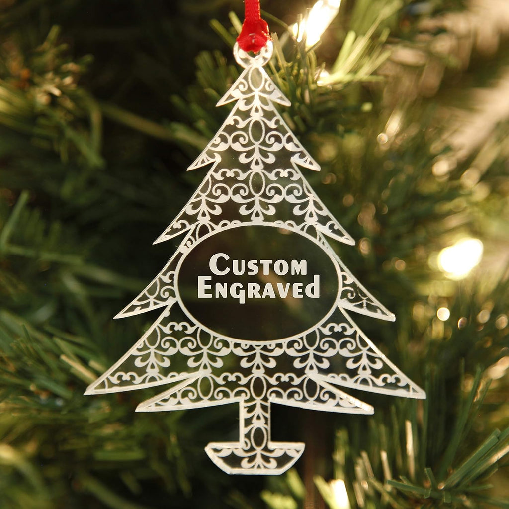 Personalized Christmas Ornaments by [Brand Name] - Unique Gift Box for Engagements, Weddings & Babies | Acrylic Lace Design