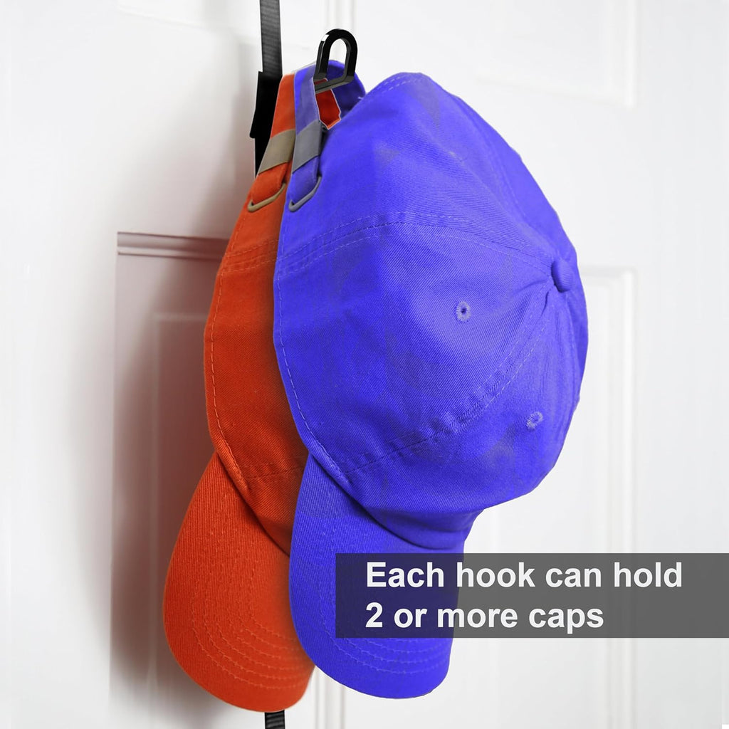 Perfect Curve CapRack - Over-The-Door Hat Organizer for 18-36 Baseball Caps | Black