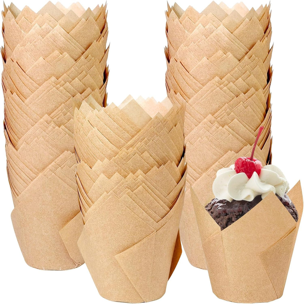 Regine Switzerland Tulip Cupcake Liners - 250 Pcs Parchment Paper Muffin Liners for Baking | Natural Color