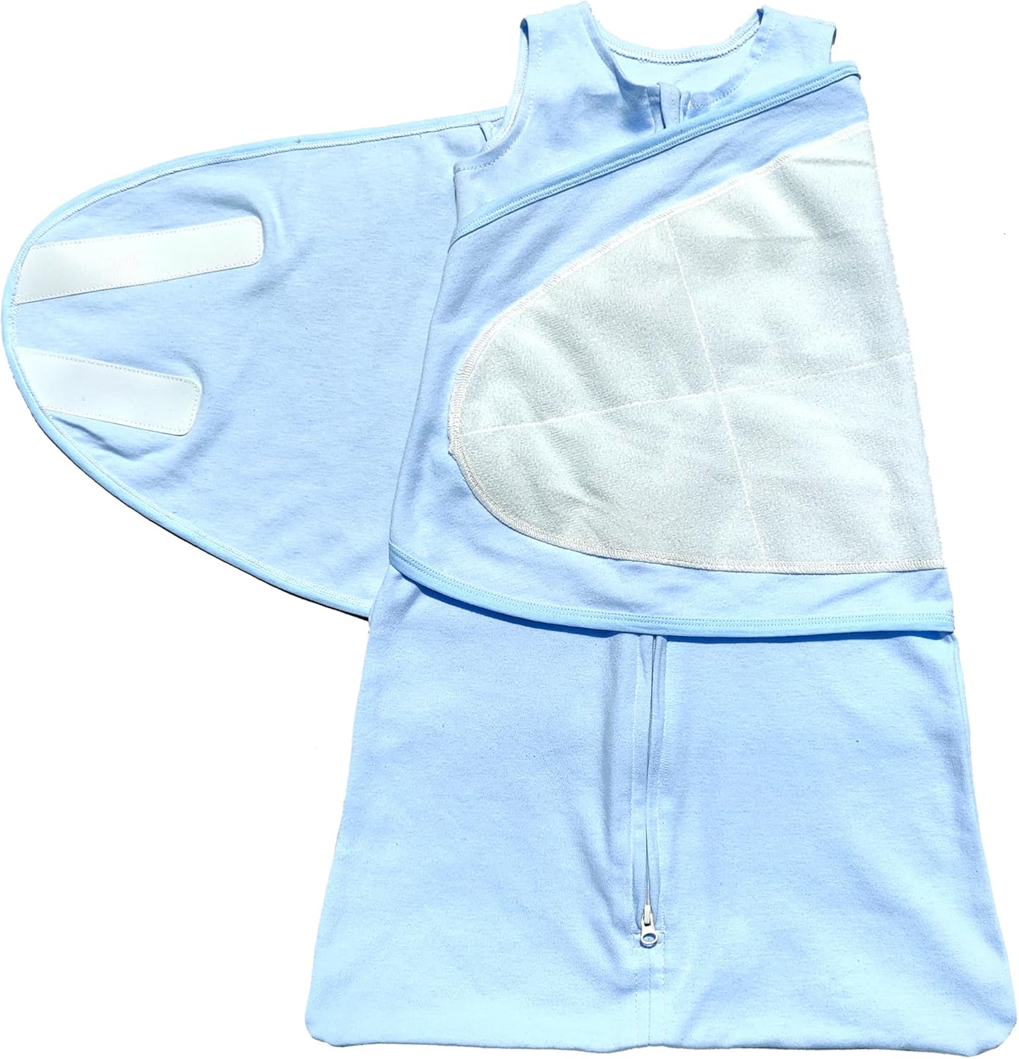 Skiennix Adjustable Cotton Swaddle Sleep Sack - Soft & Breathable Wearable Blanket for Babies 3-6 Months | Cozy Solid Blue Design