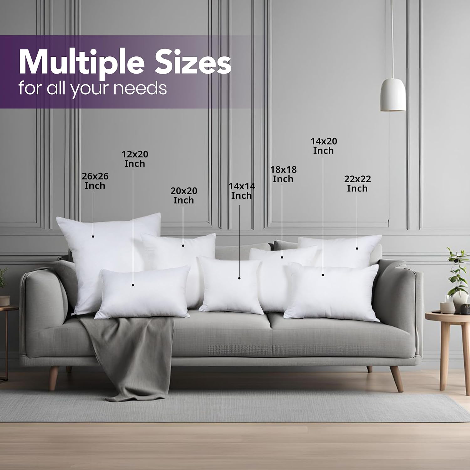 Utopia Bedding 20x20 Pillow Inserts - Set of 2 White Decorative Cushions for Sofa & Bed - Soft & Fluffy