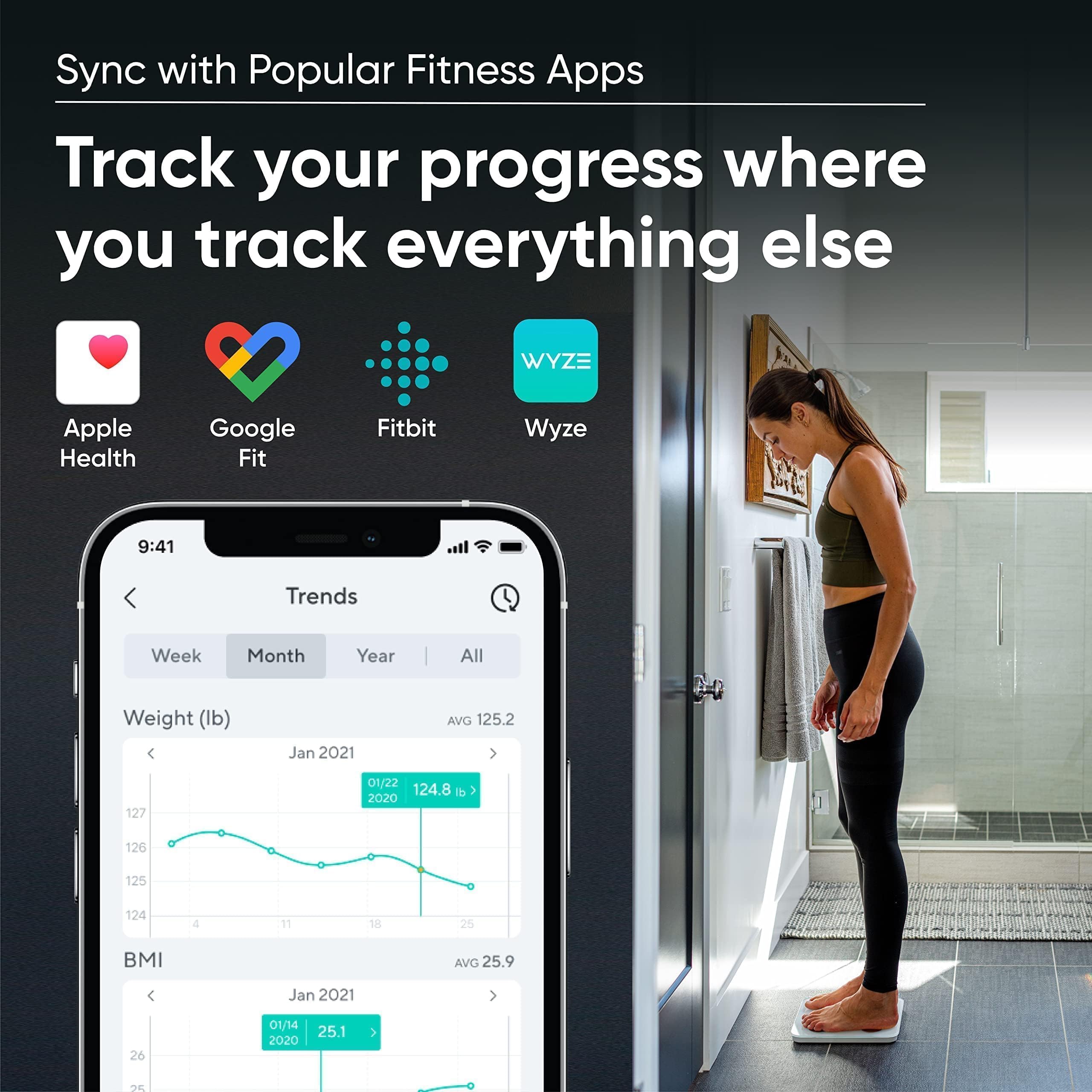 Wyze Smart Scale for Body Weight and Fat, Digital Bathroom Scale, Weighing Machine for People's Muscle BMI, Bluetooth Electronic Body Composition Monitor, 400lb